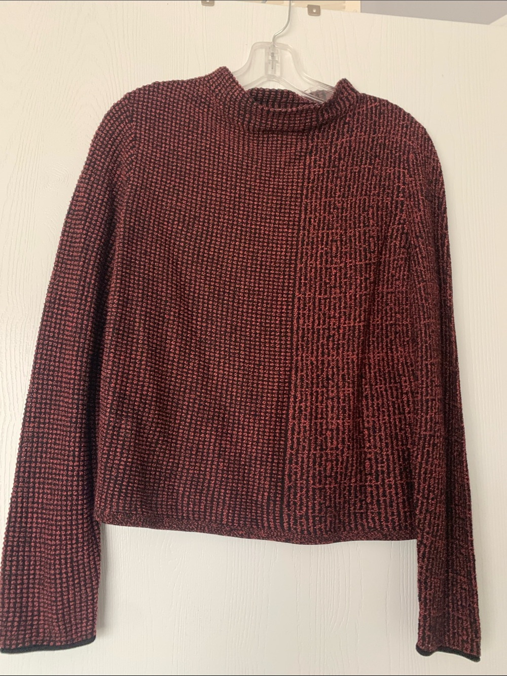 Women's Brown&black Textured Knit Sweater